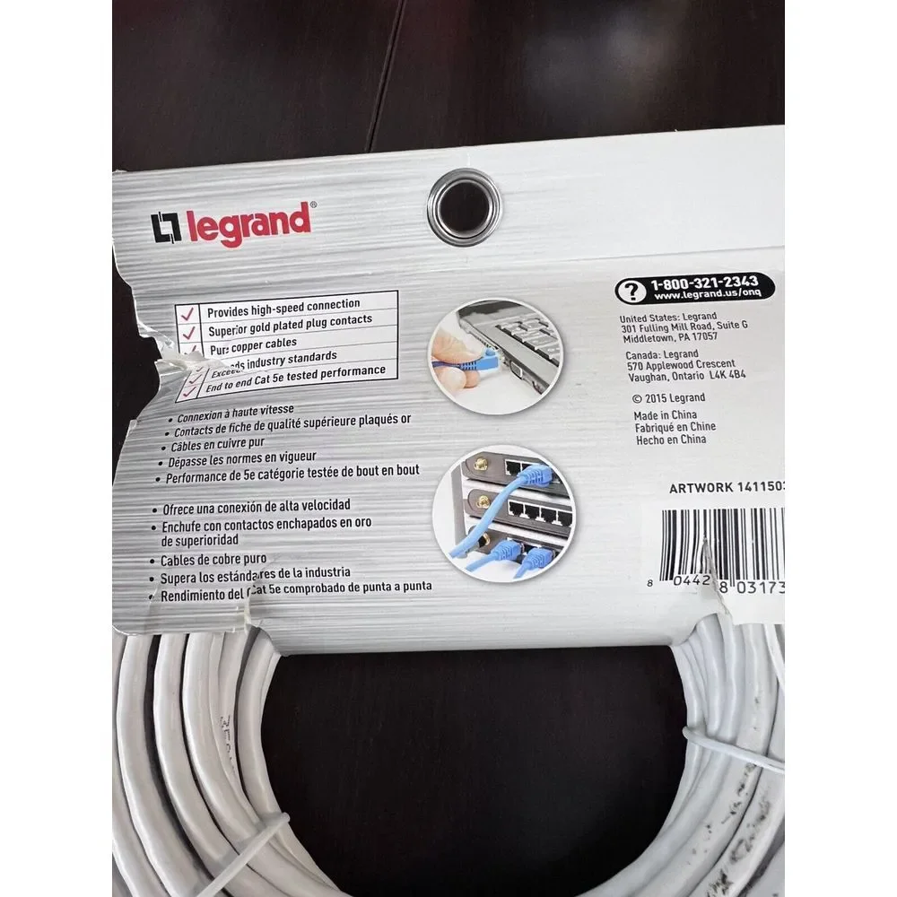 LEGRAND CAT 5e Patch Cable White AC3550-WH-V1 - 50 ft‎ Professional Grade